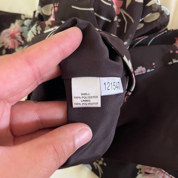 Brown Floral Sheer Ruffle Baby Doll Wrap Blouse Top Sz 6P Forest Fairy Grunge - Picture 6 of 7